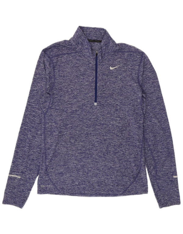 Nike Mens Dri Fit Zip Neck Pullover Tracksuit Top Small Purple Flecked