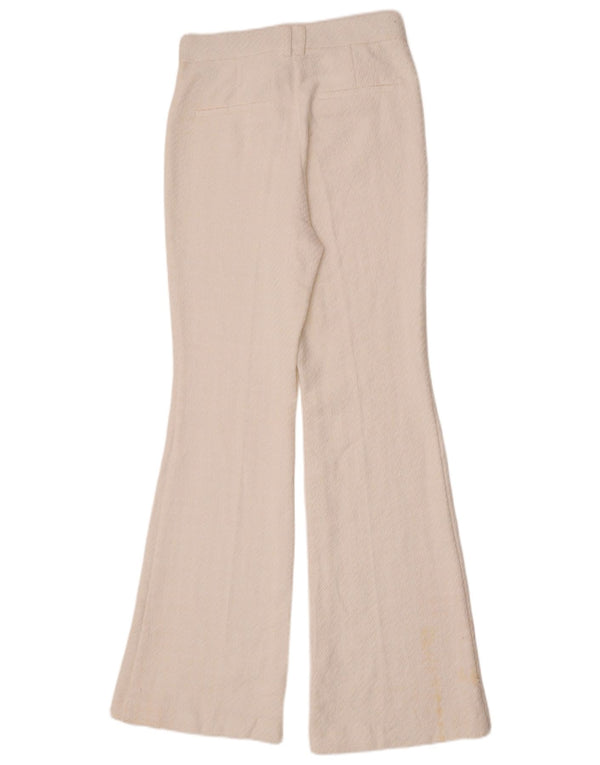 Zara Womens Flare Casual Trousers Small W26 L32 White Cotton