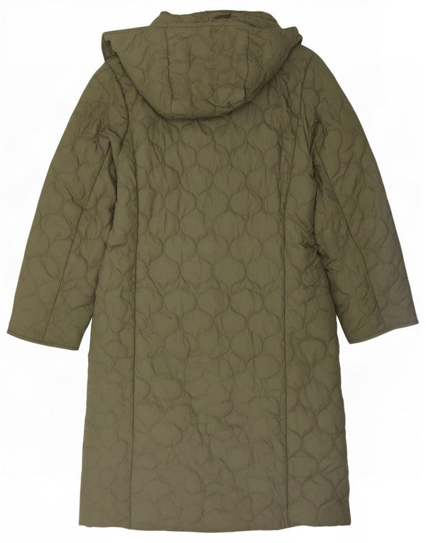 Marks & Spencer Womens Oversized Hooded Quilted Overcoat UK 10 Small Khaki
