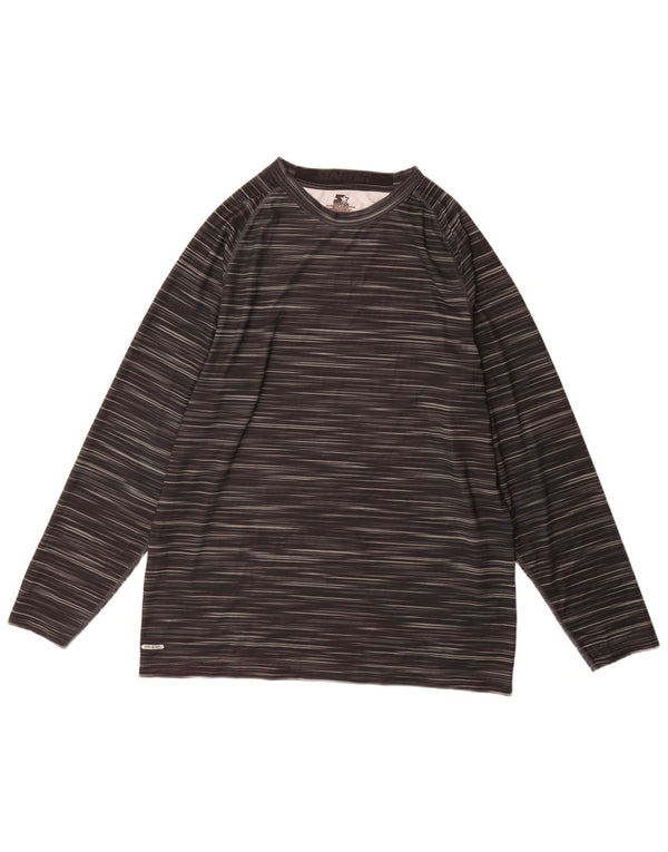 Starter Mens Top Long Sleeve UK 46/48 XL Black Pinstripe Polyester