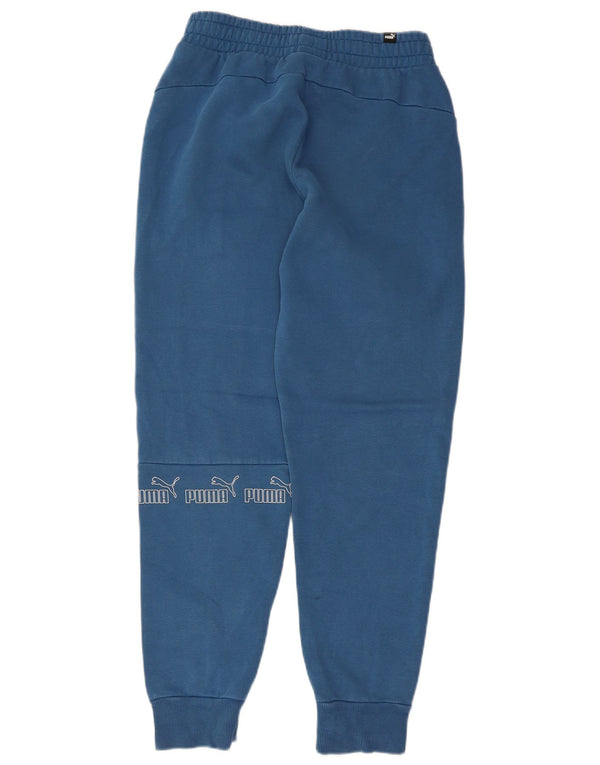 Puma Womens Graphic Tracksuit Trousers Joggers UK 8 Small Blue Colourblock
