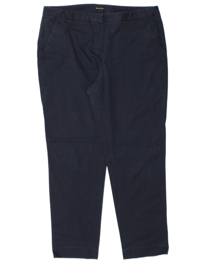 MASSIMO DUTTI Womens Chino Trousers EU 44 XL W34 L28 Navy Blue Classic