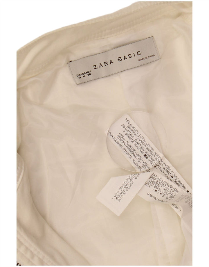 ZARA Womens Utility Jacket UK 12 Medium White Cotton