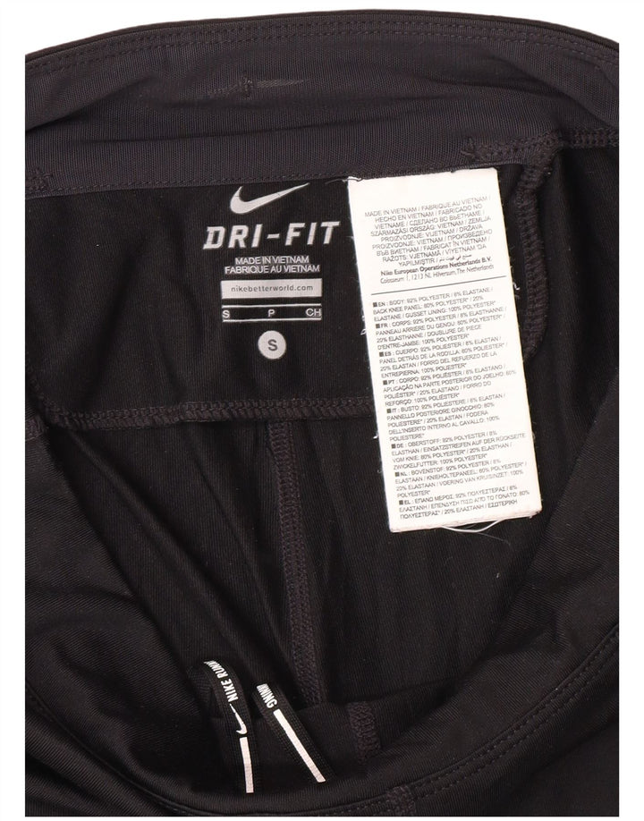 Nike Womens Dri Fit Capri Leggings UK 10 Small Black Polyester Sports