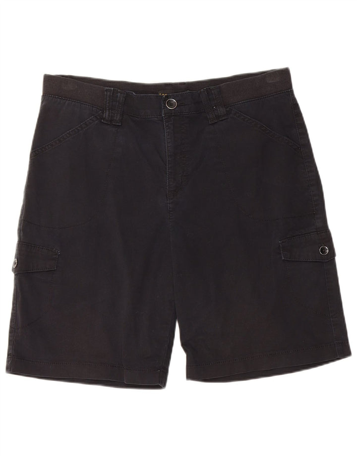 LEE Womens Mid Rise Relaxed Fit Cargo Shorts W34 Large Black