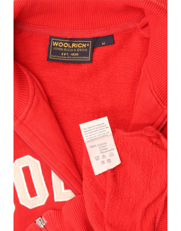 Woolrich Womens Graphic Tracksuit Top Jacket UK 12 Medium Red Cotton