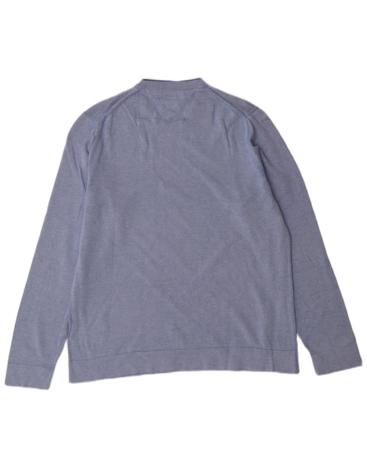 TOMMY HILFIGER Mens Crew Neck Jumper Sweater Medium Blue Cotton