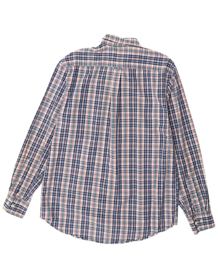 Izod Mens Shirt Small Blue Gingham Cotton