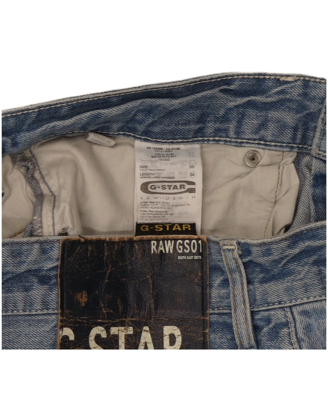 G-Star Mens Straight Jeans W33 L32 Blue Cotton