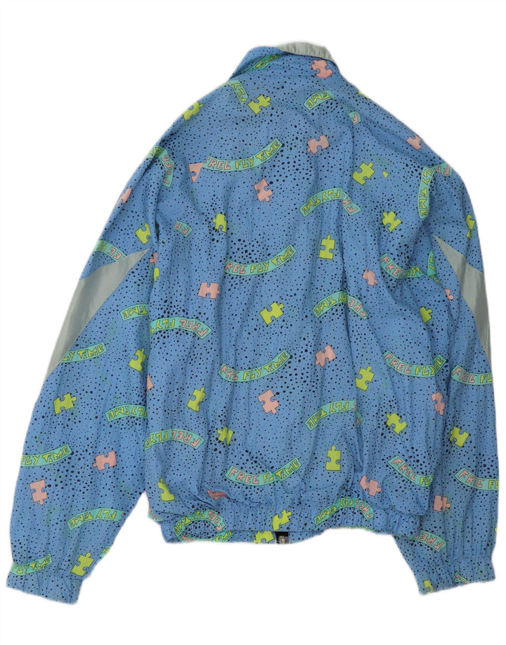 Vintage Womens Oversized Tracksuit Top Jacket UK 22 3XL Blue Geometric