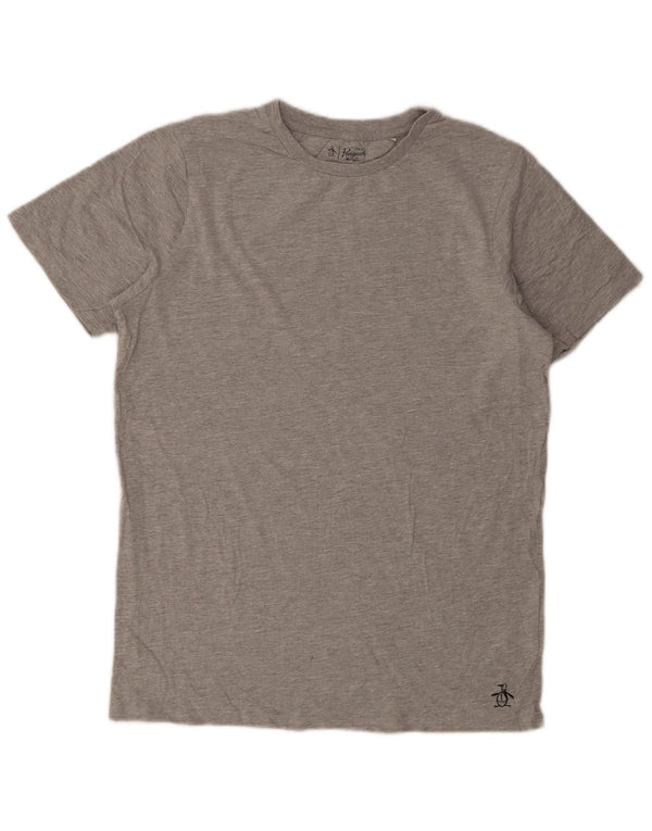 Penguin Mens T-Shirt Top Large Grey Flecked Cotton