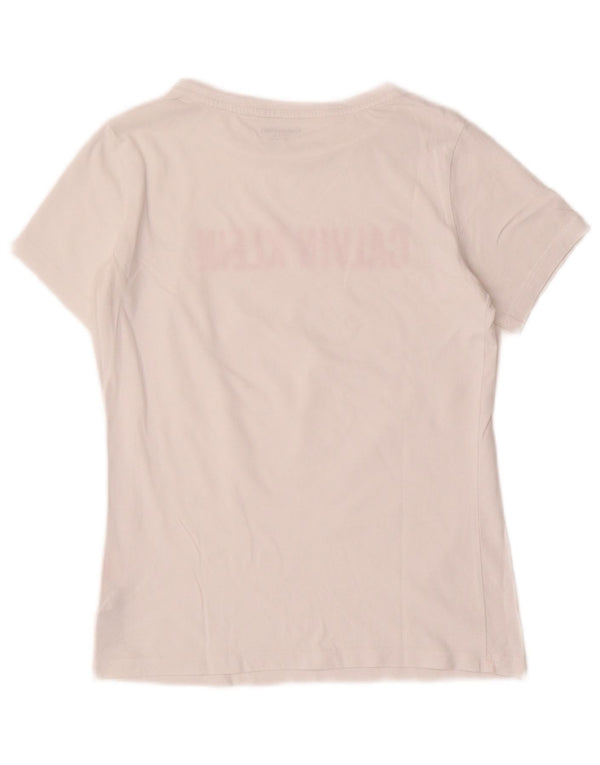 CALVIN KLEIN Girls Graphic T-Shirt Top 12-13 Years White Cotton