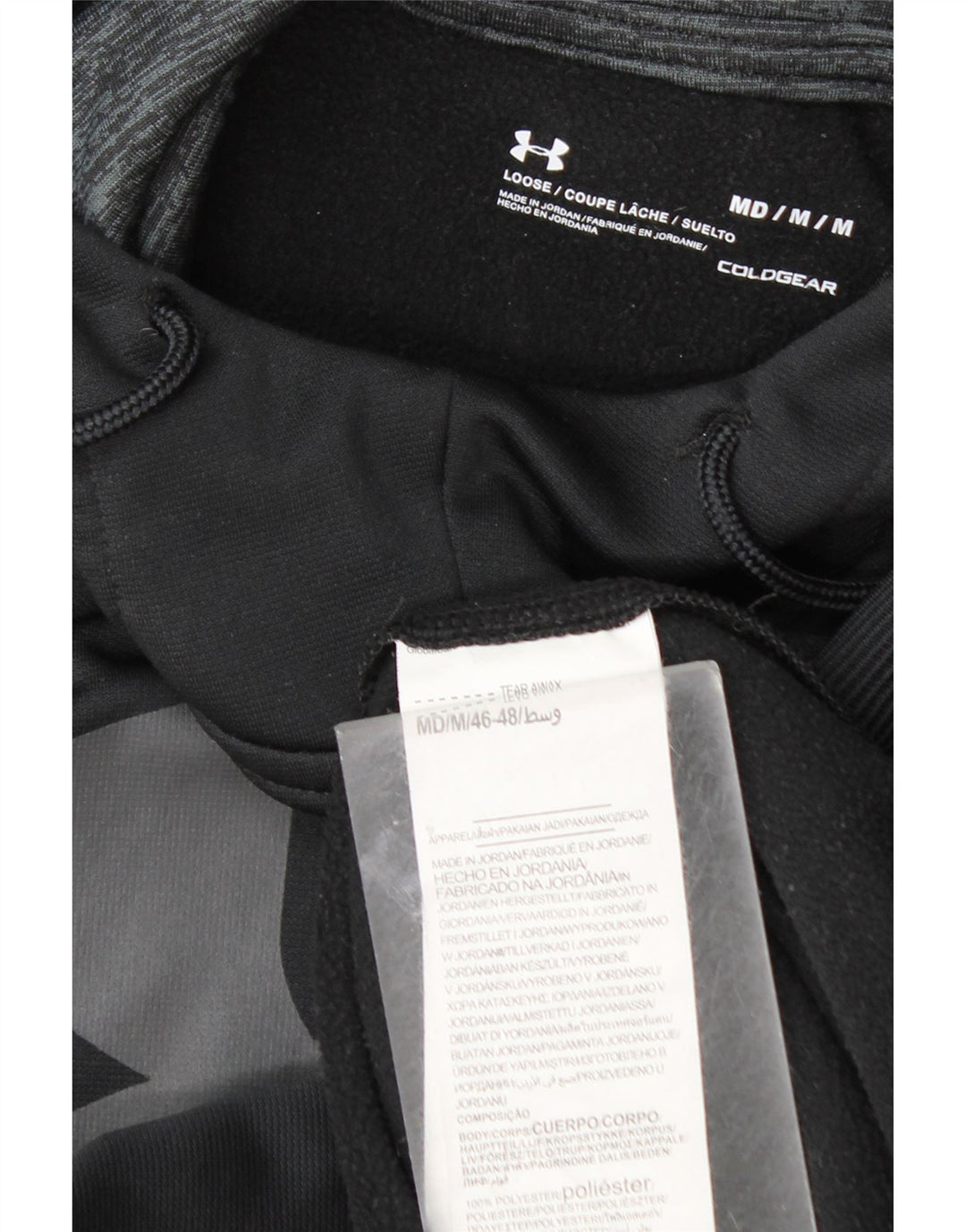 Under Armour Mens Cold Gear Graphic Hoodie Jumper Medium Black Polyester