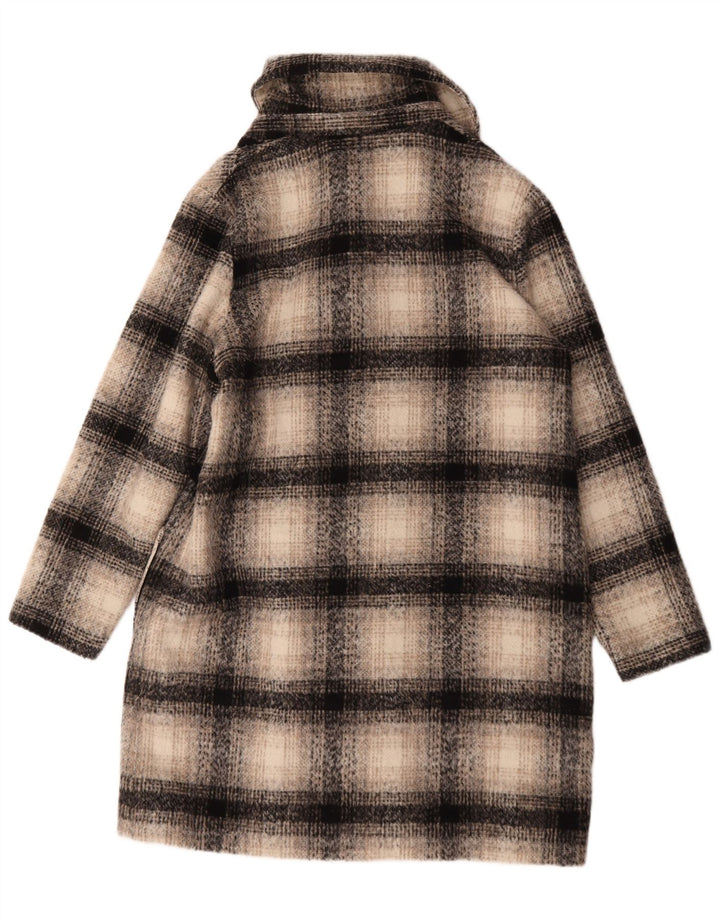 Marks & Spencer Womens Double Breasted Coat UK 16 Large Beige Check