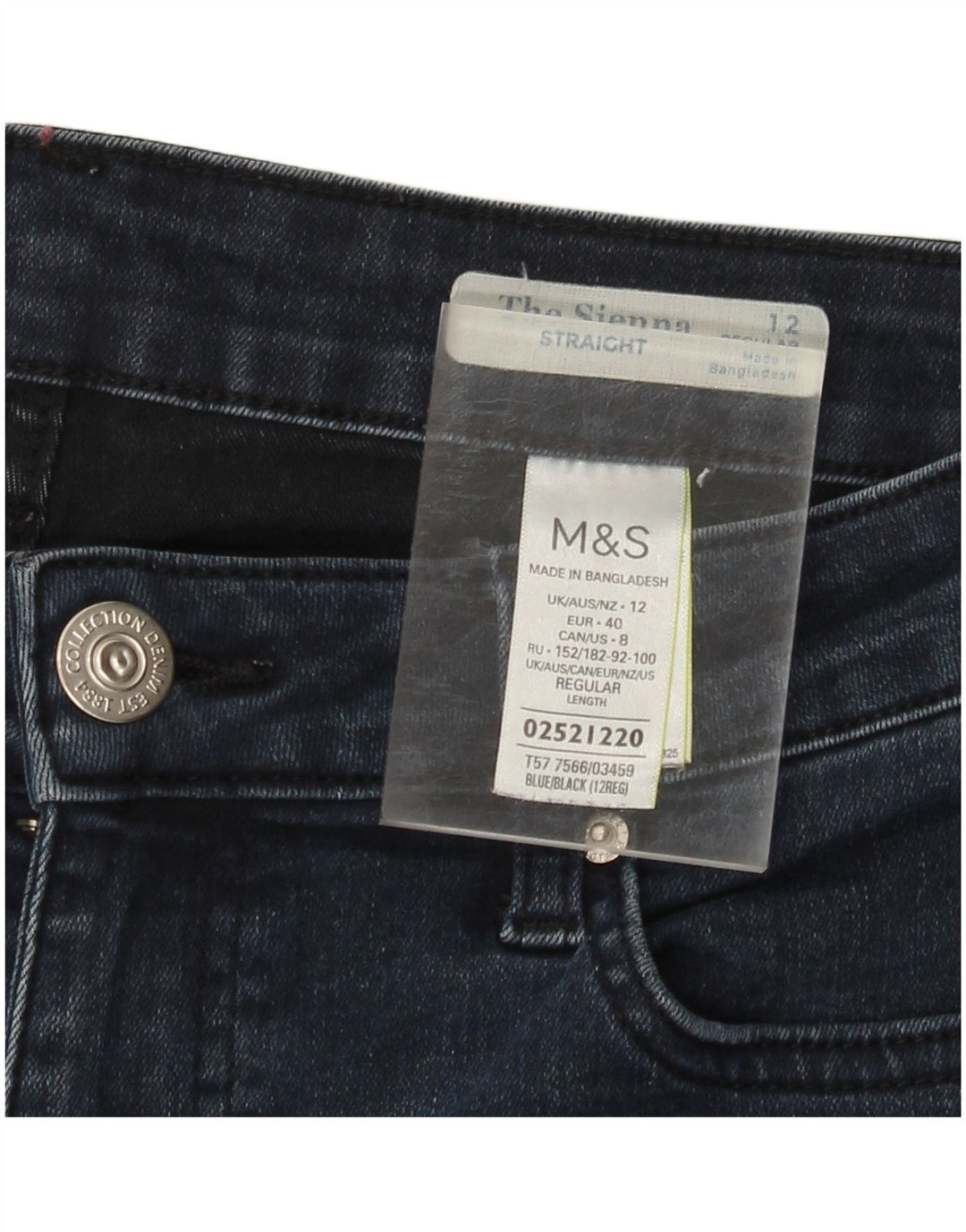 MARKS & SPENCER Womens Straight Jeans UK 12 Medium W30 L30  Navy Blue