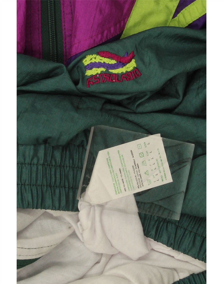 Vintage Mens Oversized Tracksuit Top Jacket Large Green Colourblock