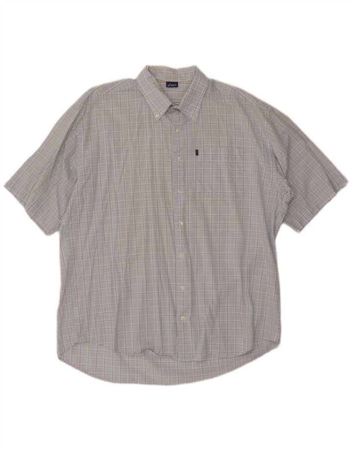 ASICS Mens Short Sleeve Shirt 2XL Blue Check Cotton
