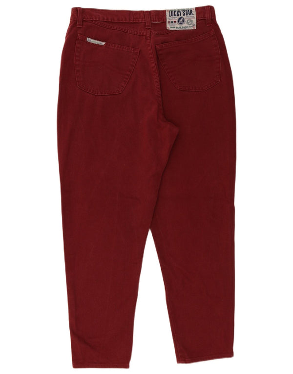 Lucky Star Womens High Waist Tapered Jeans W36 L27 Burgundy Cotton