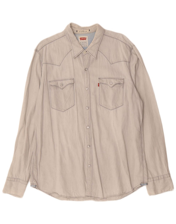 LEVI'S Mens Slim Fit Shirt XL Blue Cotton