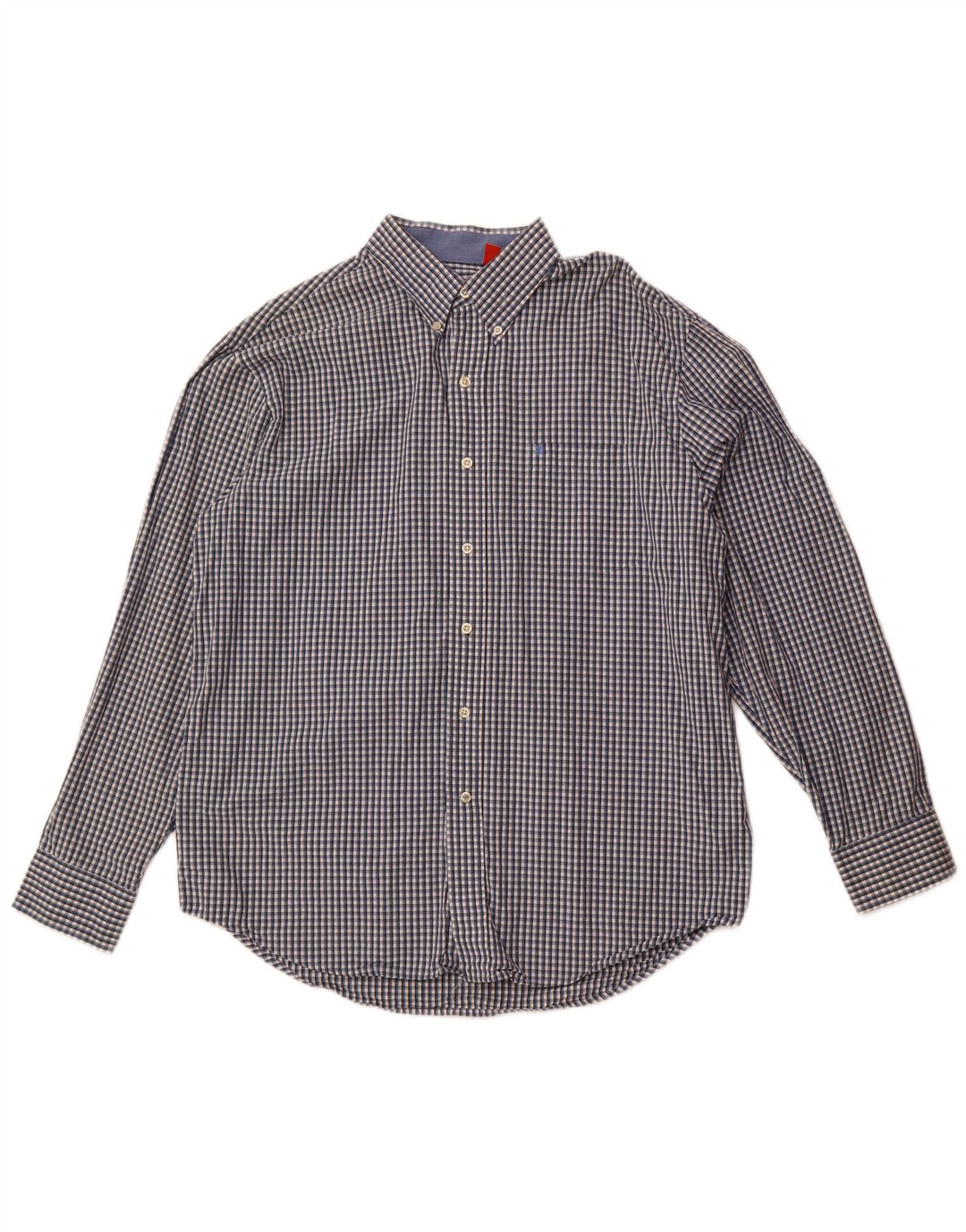 Izod Mens Shirt Large Blue Check Cotton