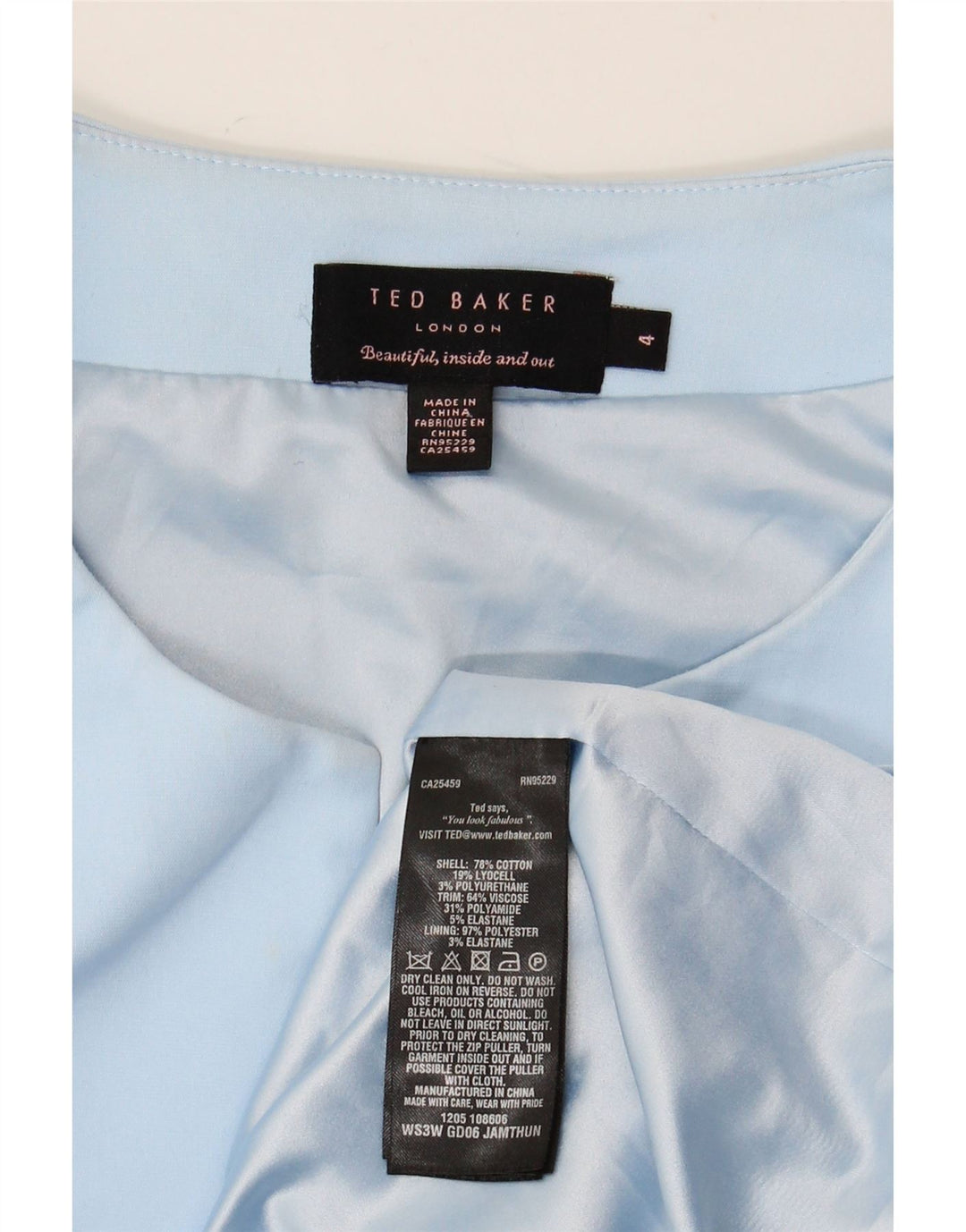 TED BAKER Womens Sleeveless Bodycon Dress Size 4 Large Blue Colourblock