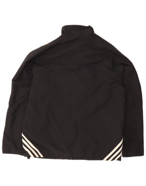 ADIDAS Boys Tracksuit Top Jacket 13-14 Years Black Polyester