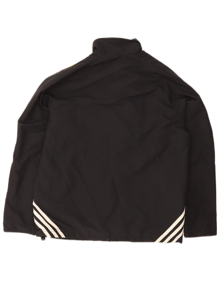 ADIDAS Boys Tracksuit Top Jacket 13-14 Years Black Polyester