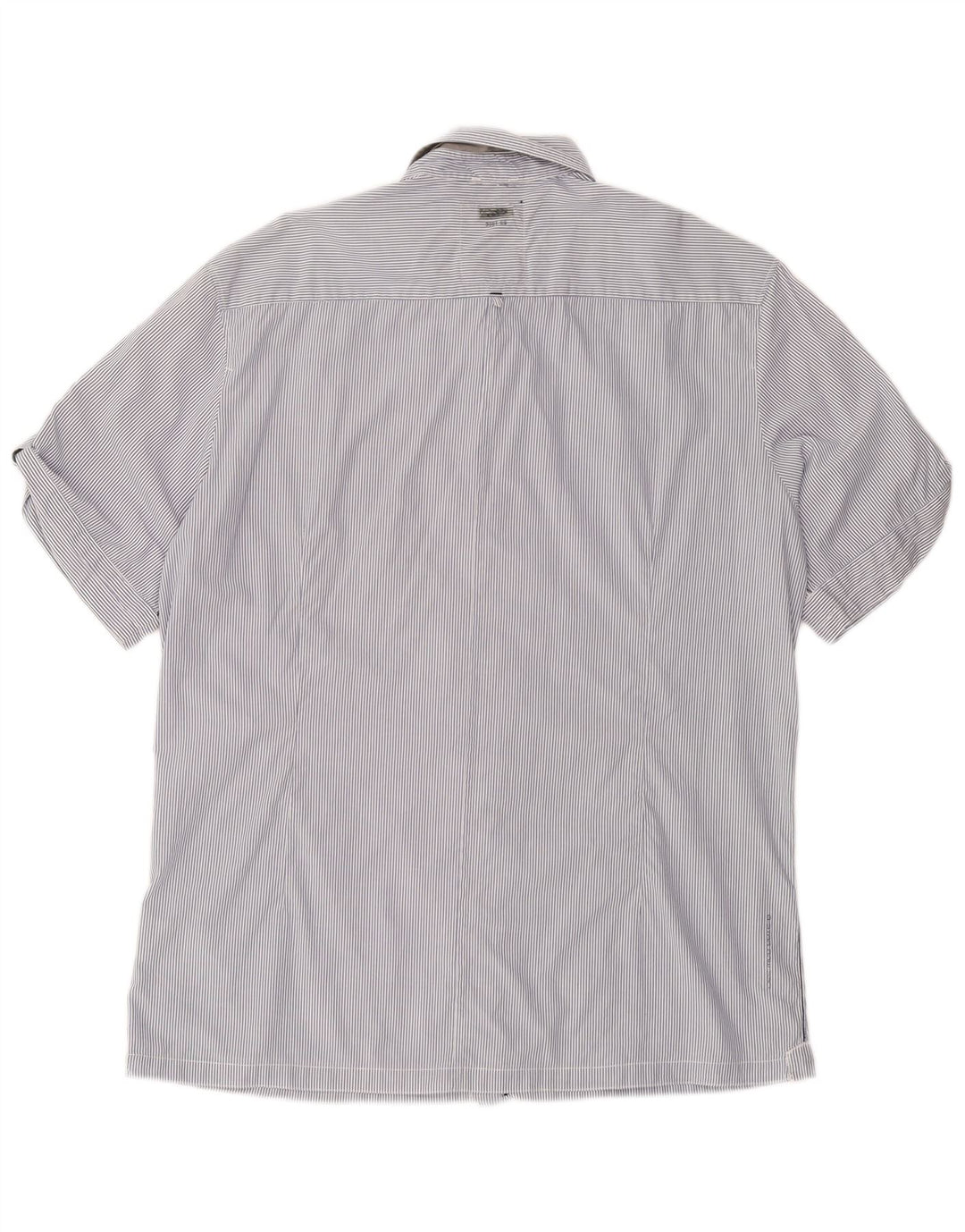 G-STAR Mens Short Sleeve Shirt 2XL Navy Blue Pinstripe Cotton