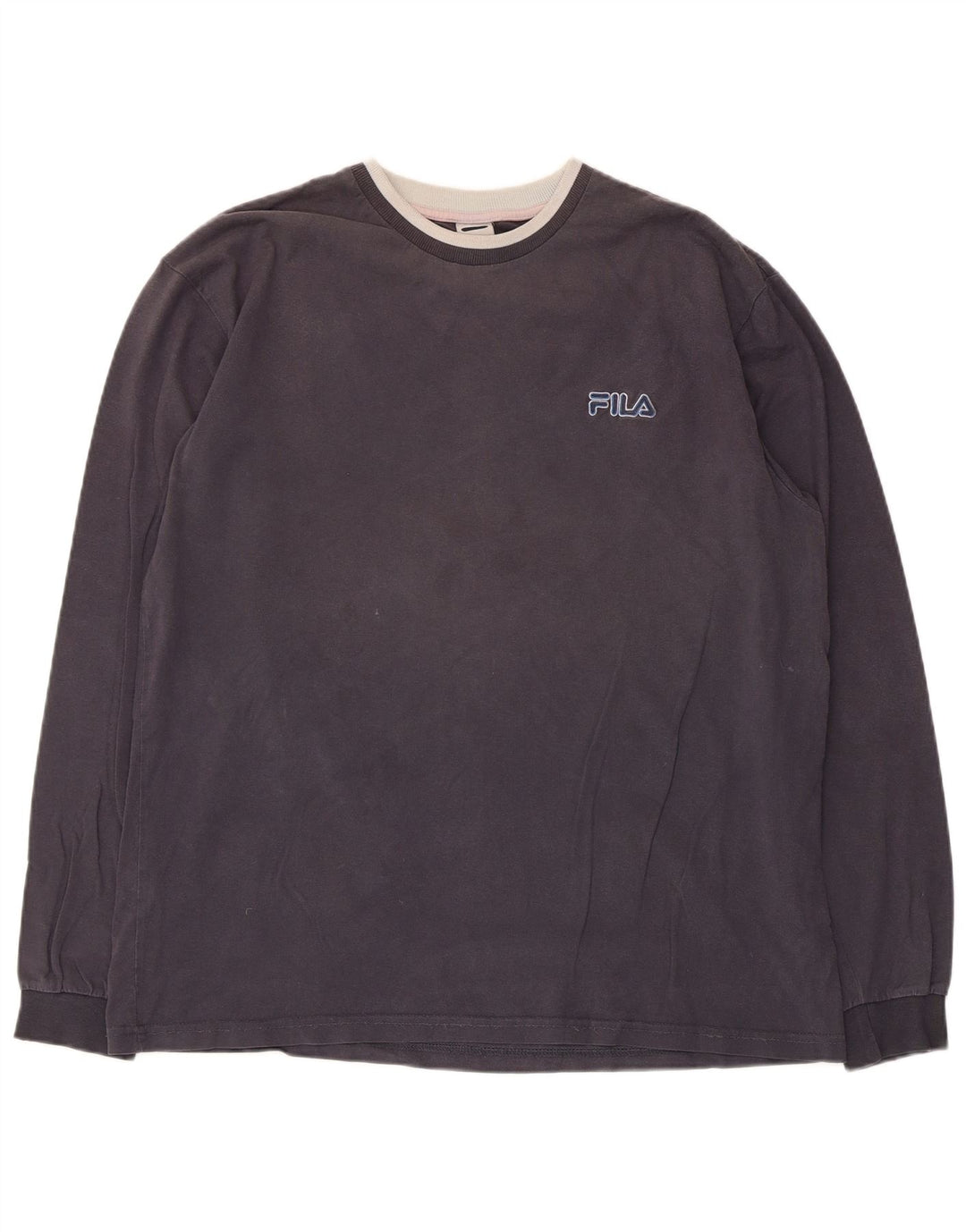 Fila Mens Top Long Sleeve Large Grey Cotton