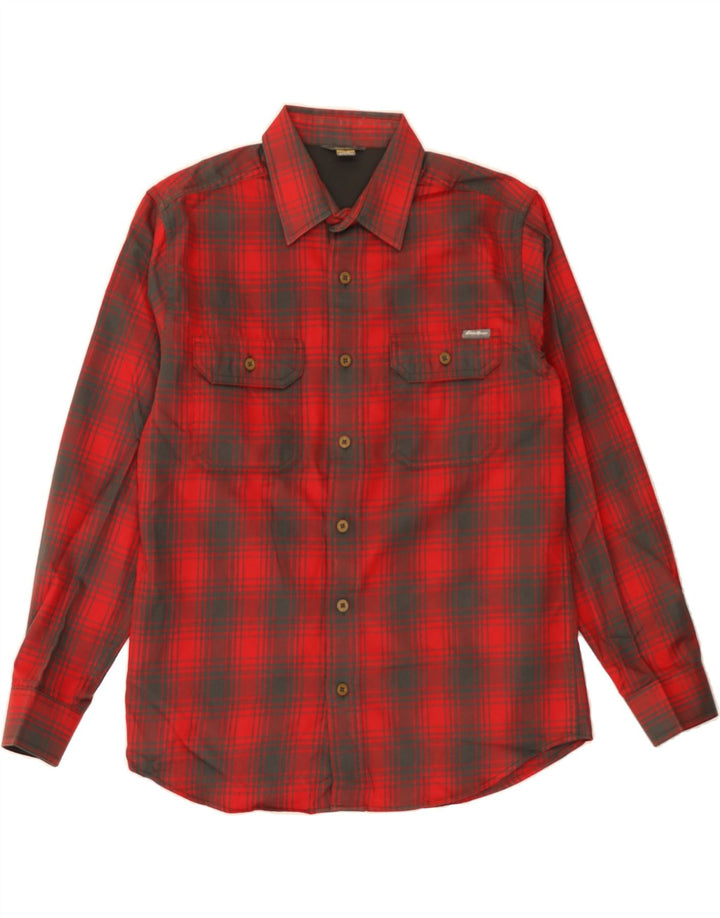 EDDIE BAUER Mens Shirt Small Red Check Polyester Vintage Eddie Bauer and Second-Hand Eddie Bauer from Messina Hembry 