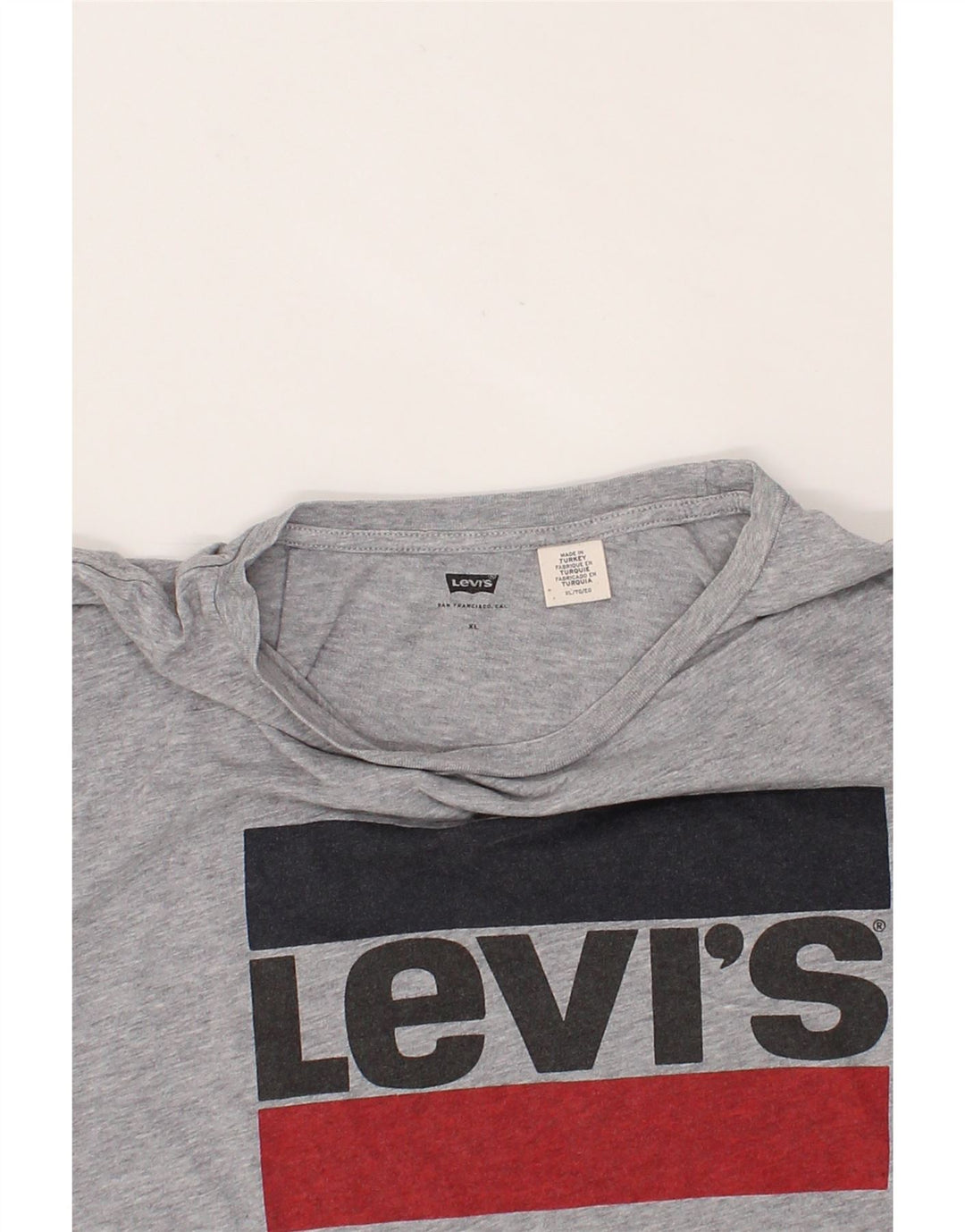 LEVI'S Mens Graphic T-Shirt Top XL Grey Cotton Vintage Levi's and Second-Hand Levi's from Messina Hembry 