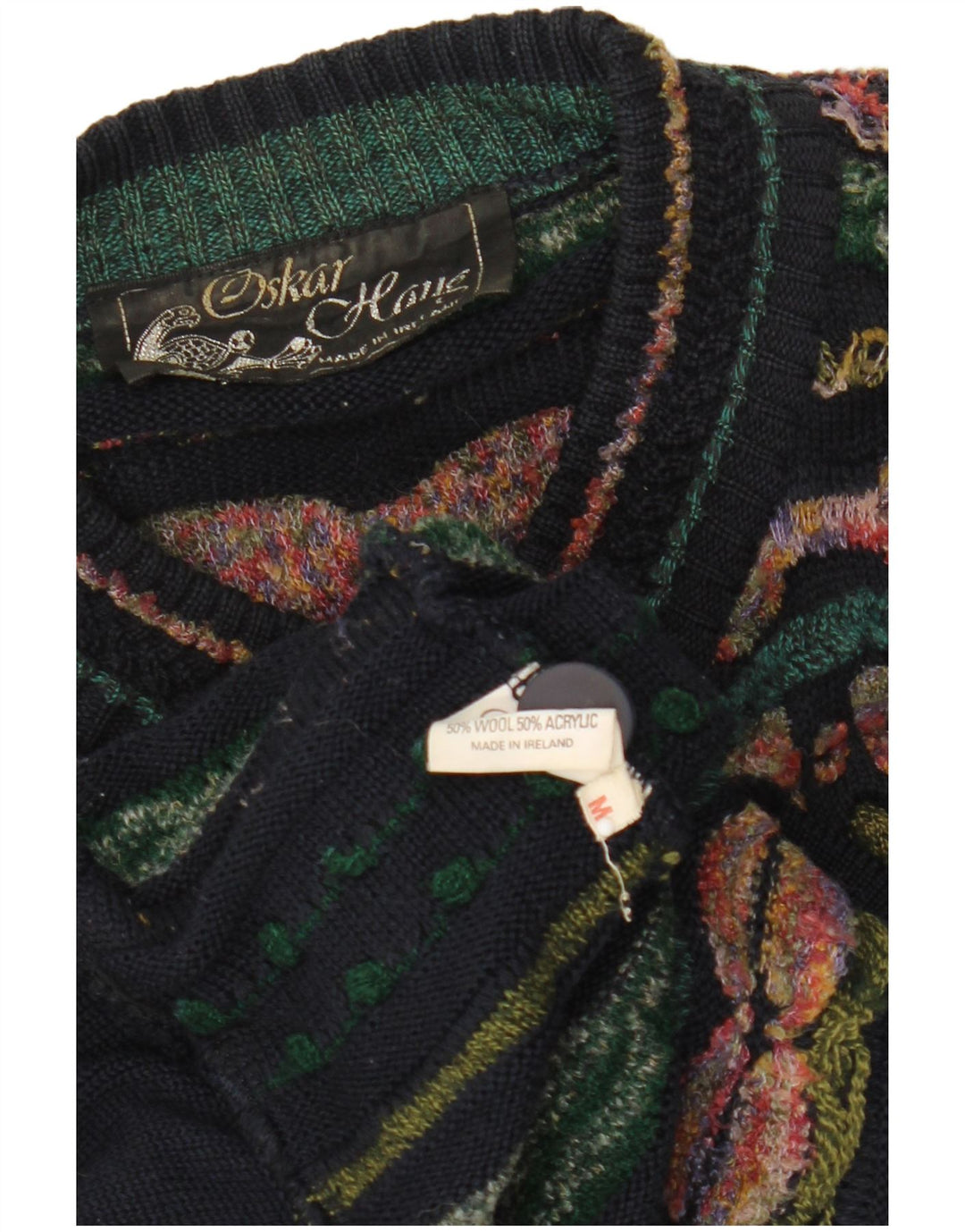Oskar Haug Womens Cardigan Sweater UK 14 Medium Multicoloured Geometric