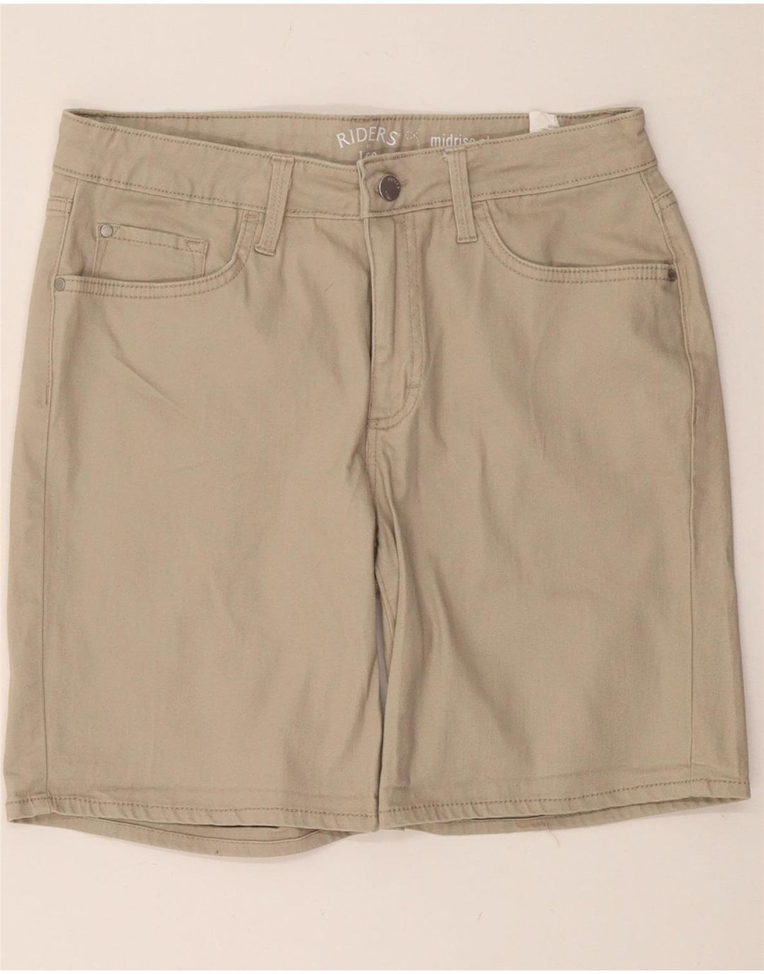 Lee Womens Riders Mid Rise Casual Shorts W30 Medium  Beige Cotton