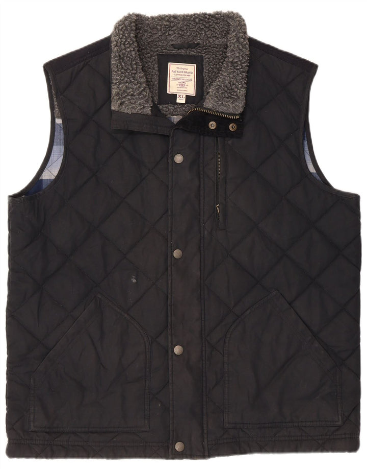 Fat Face Mens Quilted Gilet UK 42 XL Black Polyester