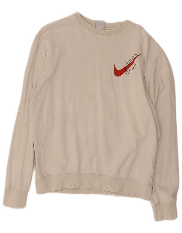 Nike Mens Graphic Sweatshirt Jumper Medium White Cotton