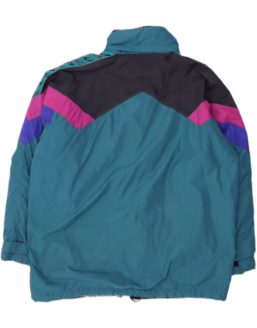 ASICS Mens Windbreaker Jacket UK 42 XL Blue Colourblock Polyamide