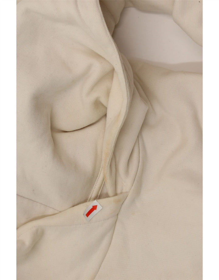 HUGO BOSS Womens Graphic Oversized Hoodie Jumper UK 10 Small Off White