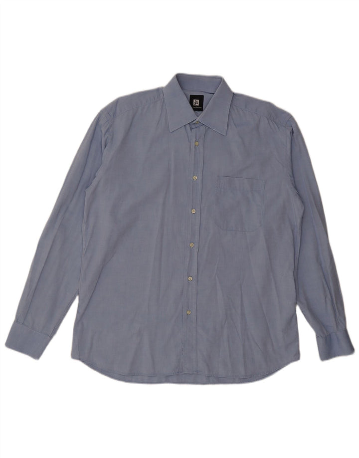 Roccobarocco Mens Shirt Size 41 16 Large Blue Cotton