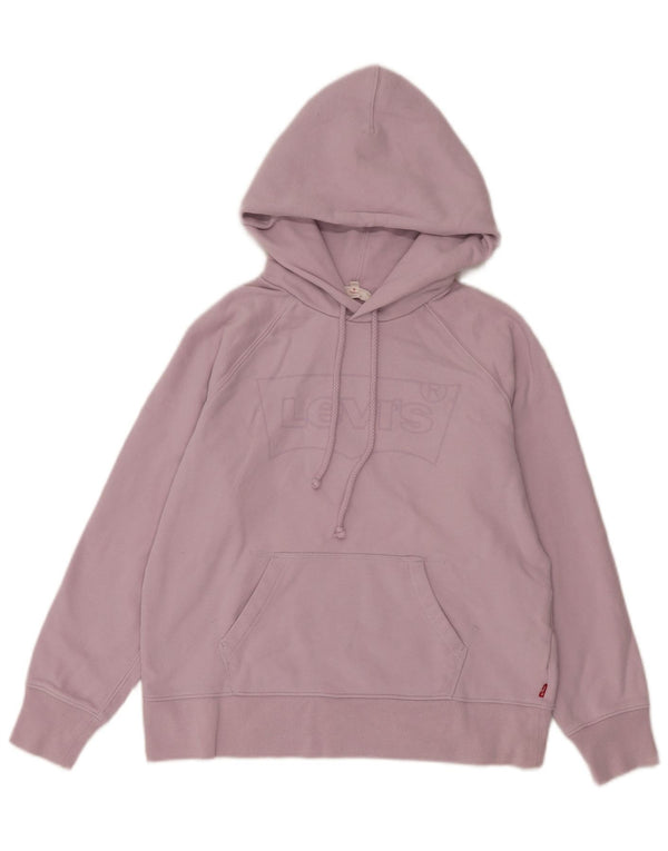 Levi's Womens Graphic Oversized Hoodie Jumper UK 6 XS Purple Cotton
