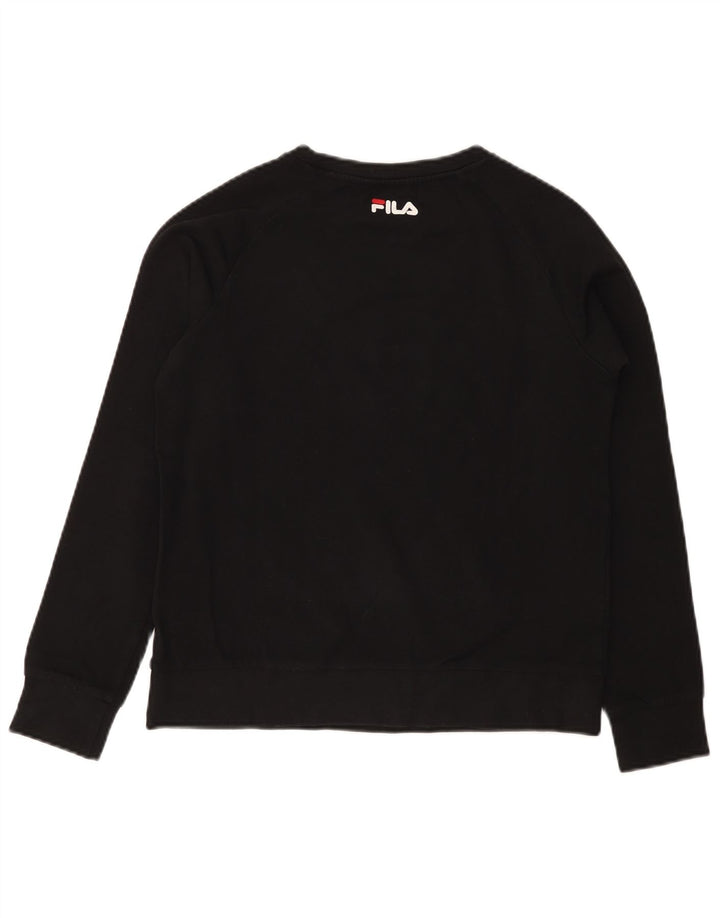 FILA Womens Graphic Sweatshirt Jumper UK 10 Small Black Cotton