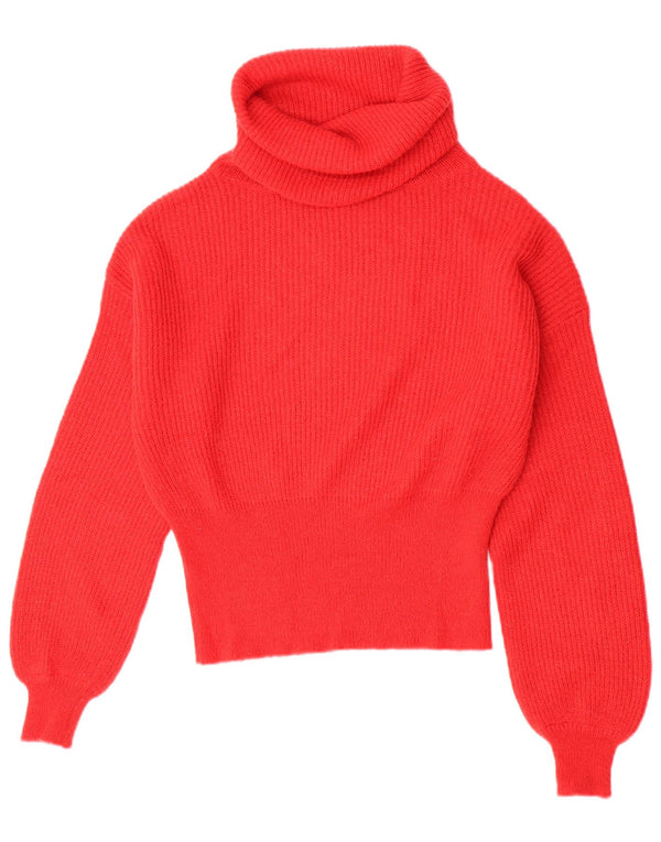 Kontatto Womens Roll Neck Jumper Sweater UK 12 Medium Red Acrylic