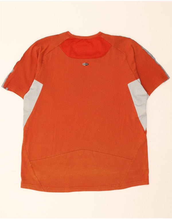 ADIDAS Mens T-Shirt Top Large Orange Colourblock Cotton