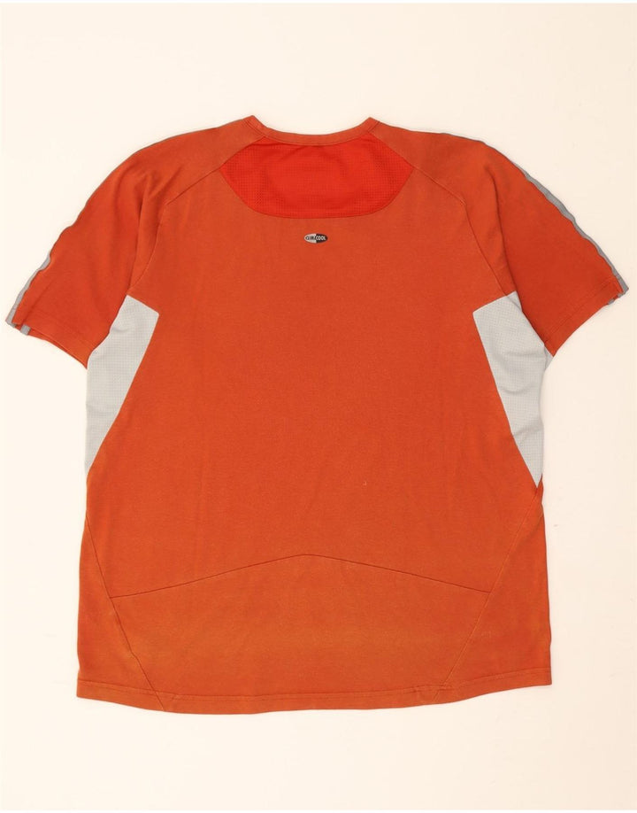 ADIDAS Mens T-Shirt Top Large Orange Colourblock Cotton