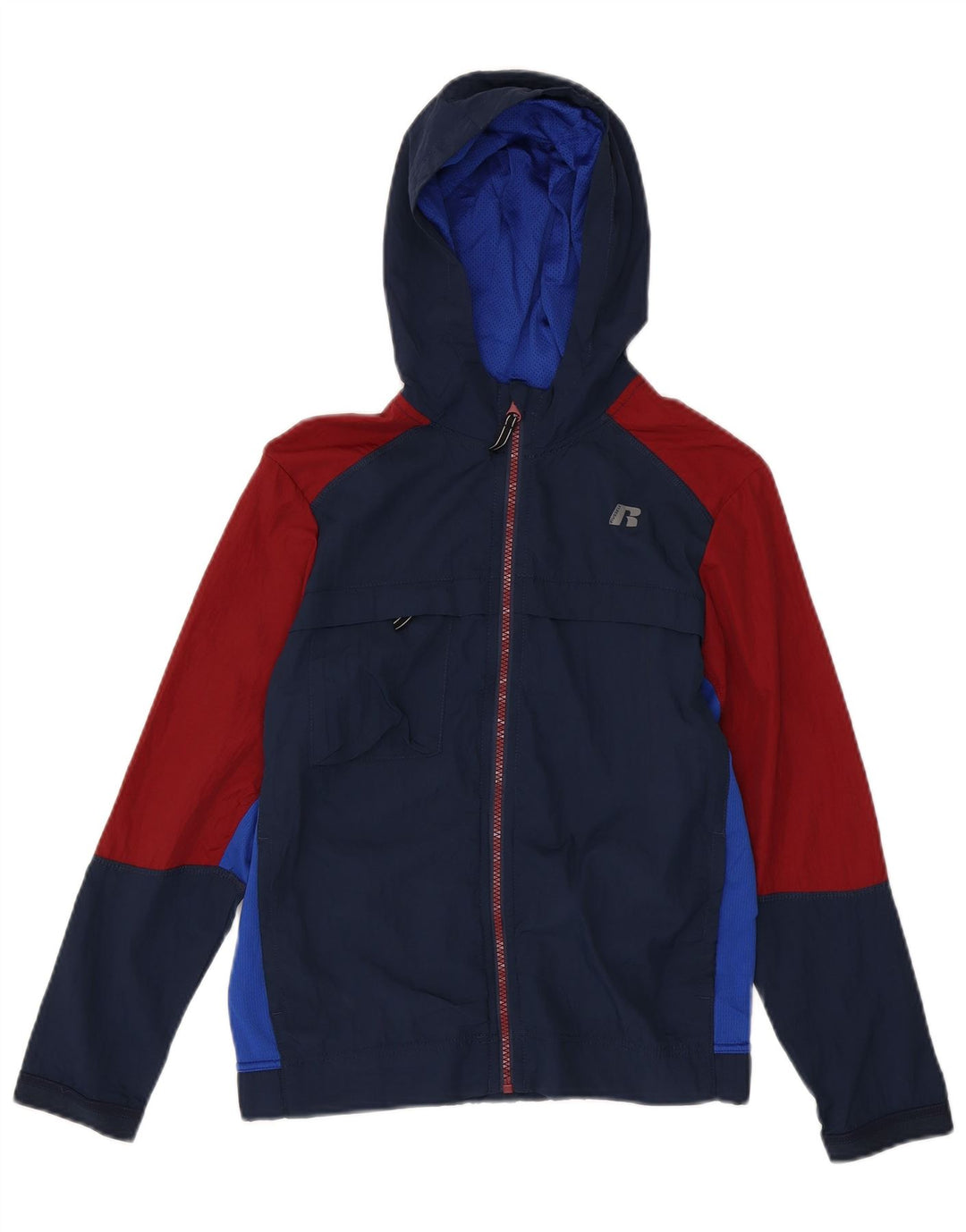 Russell Athletic Boys Rain Jacket 10-11 Years Large Navy Blue Colourblock