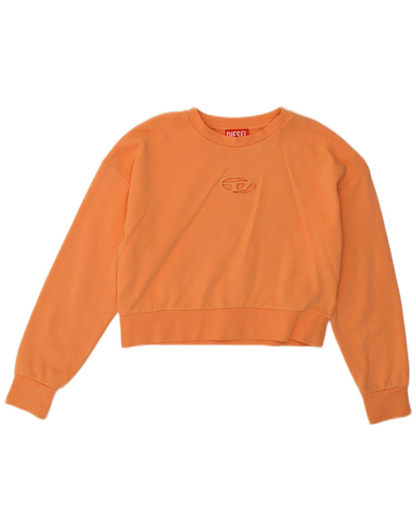 Diesel Girls Graphic Crop Sweatshirt Jumper 11-12 Years Orange Cotton