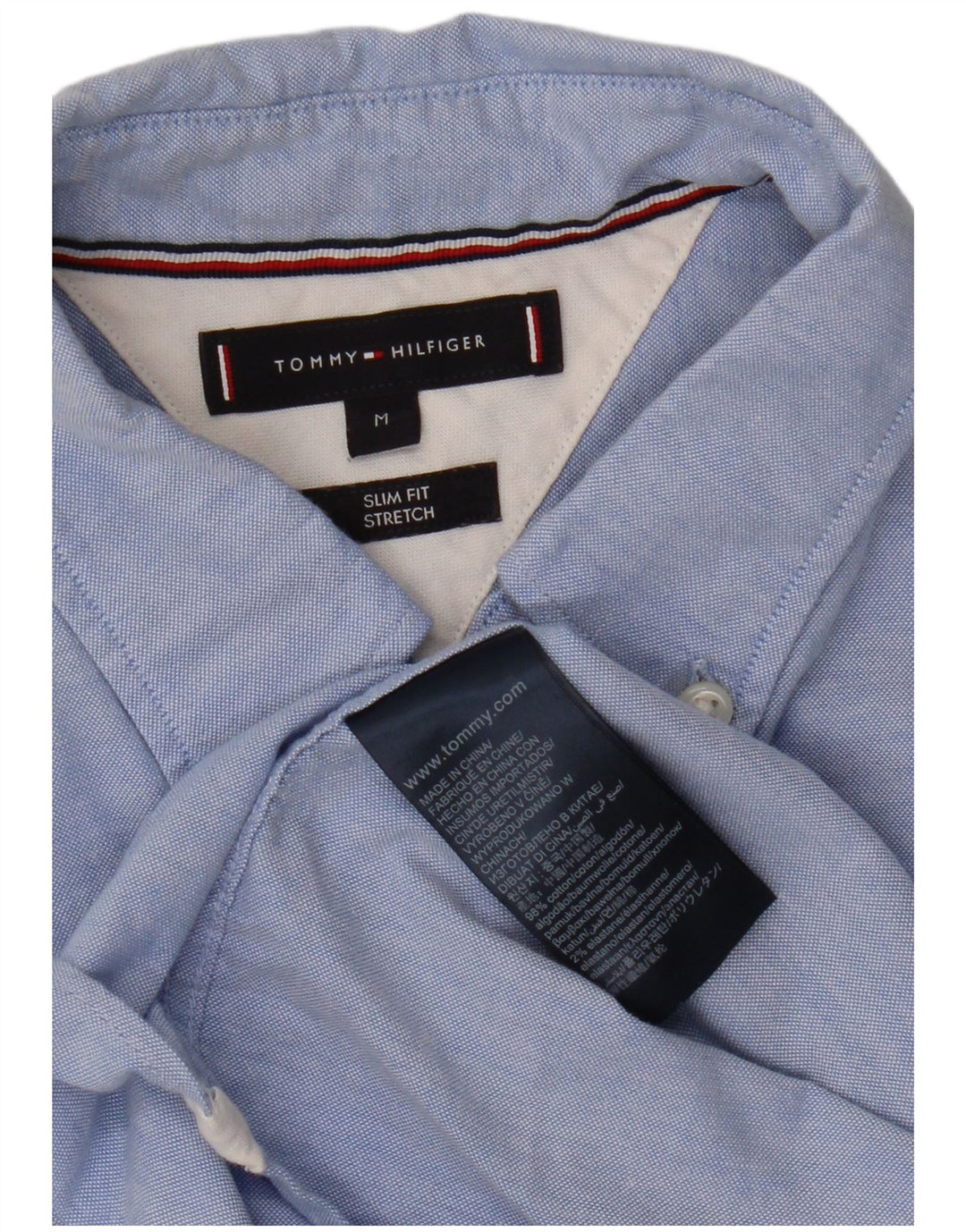 TOMMY HILFIGER Mens Slim Fit Shirt Medium Blue Cotton