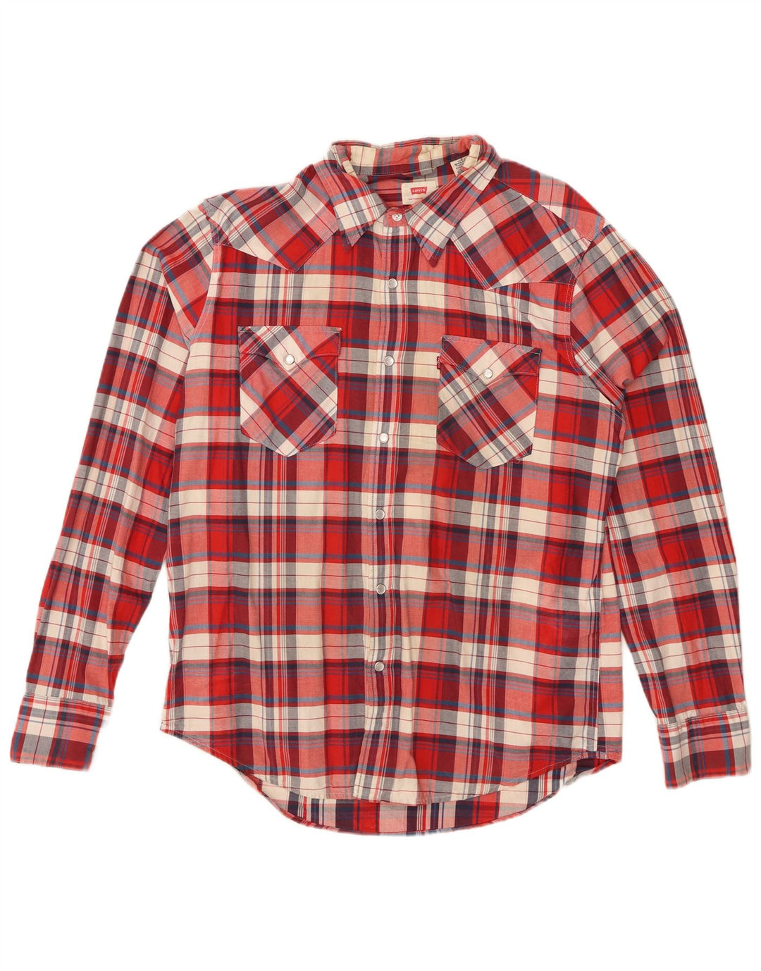 LEVI'S Mens Flannel Shirt Large Red Check Cotton