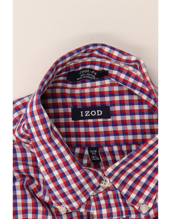 IZOD Mens Slim Fit Shirt Size 16 Large Red Gingham Cotton Vintage Izod and Second-Hand Izod from Messina Hembry 