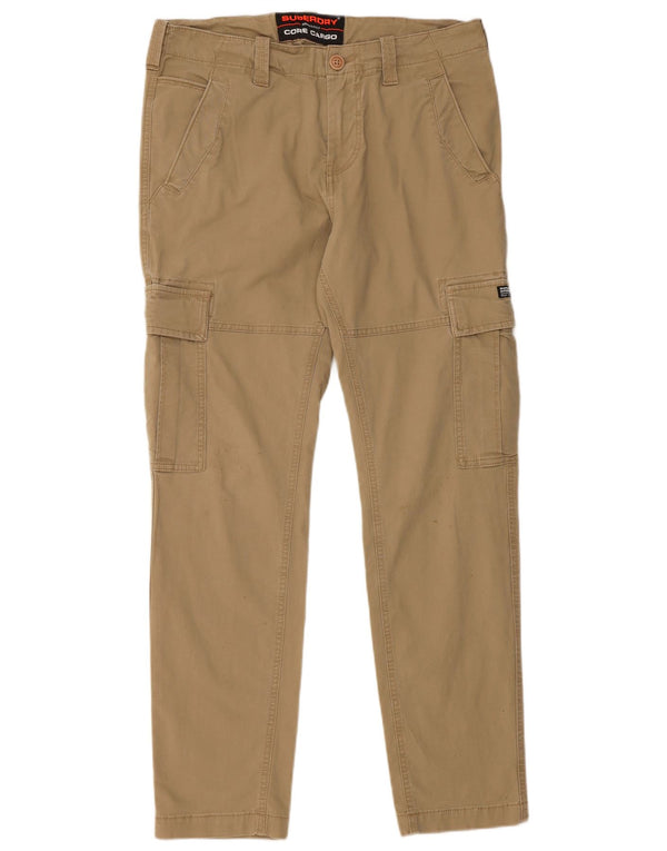 SUPERDRY Mens Slim Cargo Trousers W32 L32 Beige Cotton