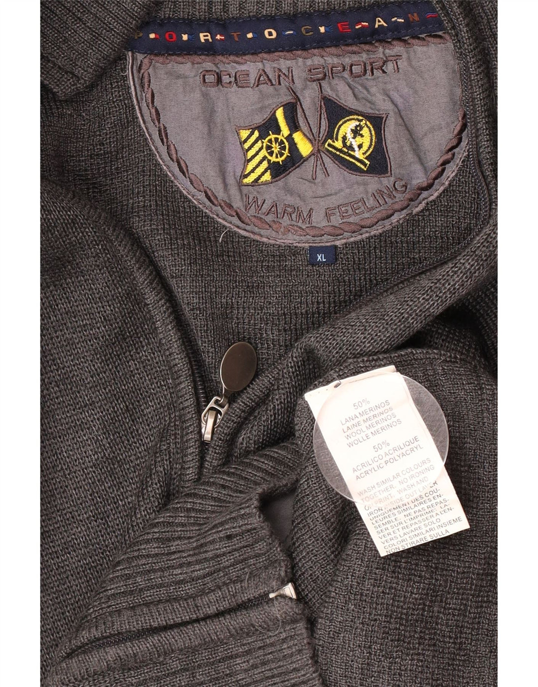 Vintage Mens Cardigan Sweater XL Grey Virgin Wool